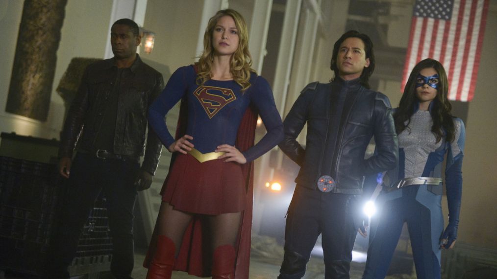David Harewood as Hank Henshaw/J'onn J'onzz, Melissa Benoist as Kara/Supergirl, Jesse Rath as Brainiac-5 and Nicole Maines as Nia Nal/Dreamer in Supergirl - 'What's So Funny About Truth, Justice, and the American Way?'