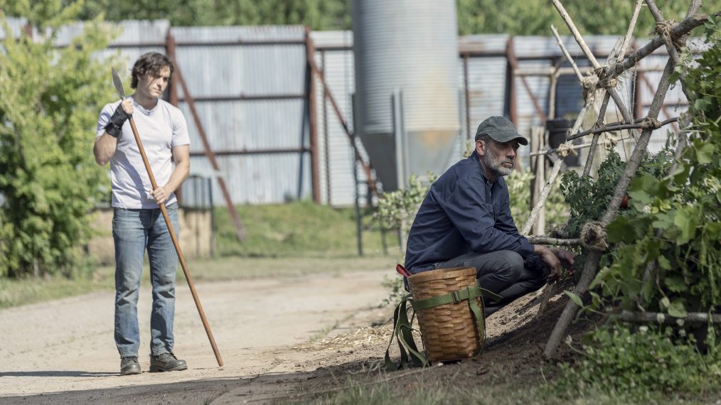 Blaine Kern III as Brandon and Jeffrey Dean Morgan as Negan in The Walking Dead - Season 10, Episode 1