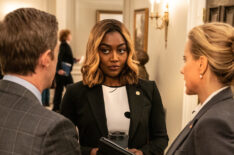 Kevin Rahm as Mike B, Patina Miller as Daisy Grant and Téa Leoni as Elizabeth McCord in Madam Secretary - 'Hail to the Chief'