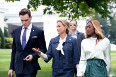 Erich Bergen as Blake Moran, Téa Leoni as Elizabeth McCord, and Patina Miller as Daisy Grant in Madam Secretary - 'Hail to the Chief'