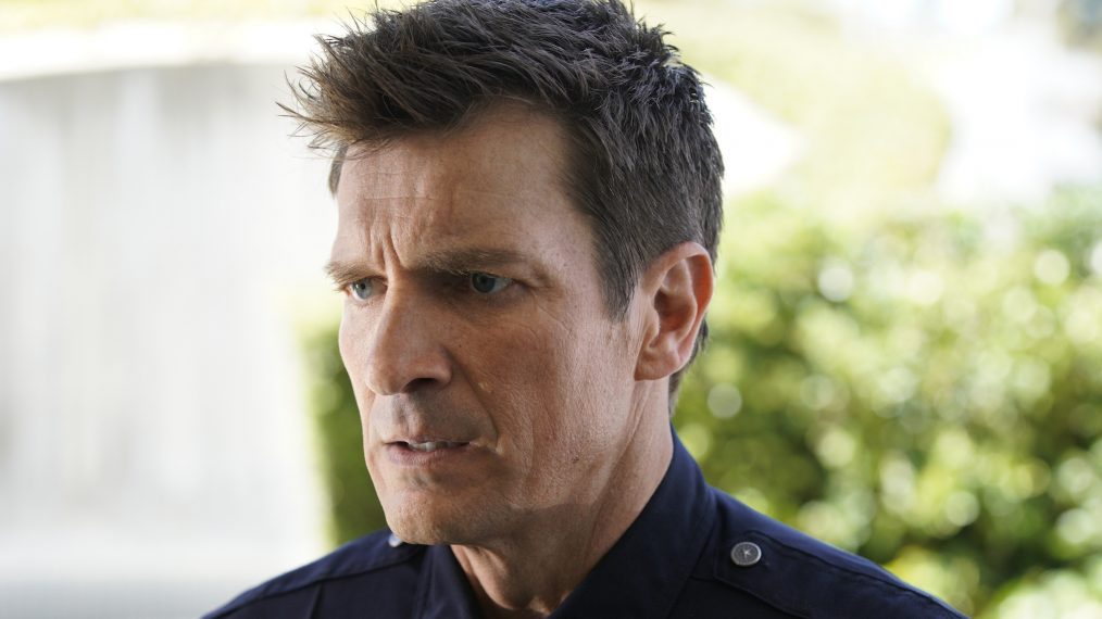 Nathan Fillion looks shocked in The Rookie