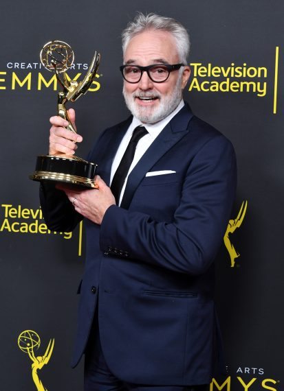 Bradley Whitford poses with the Outstanding Guest Actor in a Drama Series Award for 'The Handmaid's Tale'