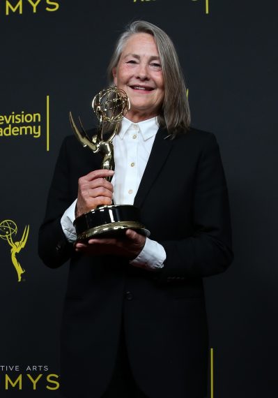 Cherry Jones poses for photos in the press room for the 2019 Creative Arts Emmy Awards