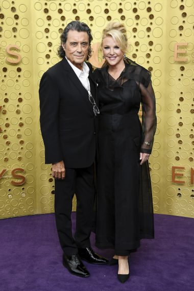Ian McShane and Gwen Humble attend the 71st Emmy Awards