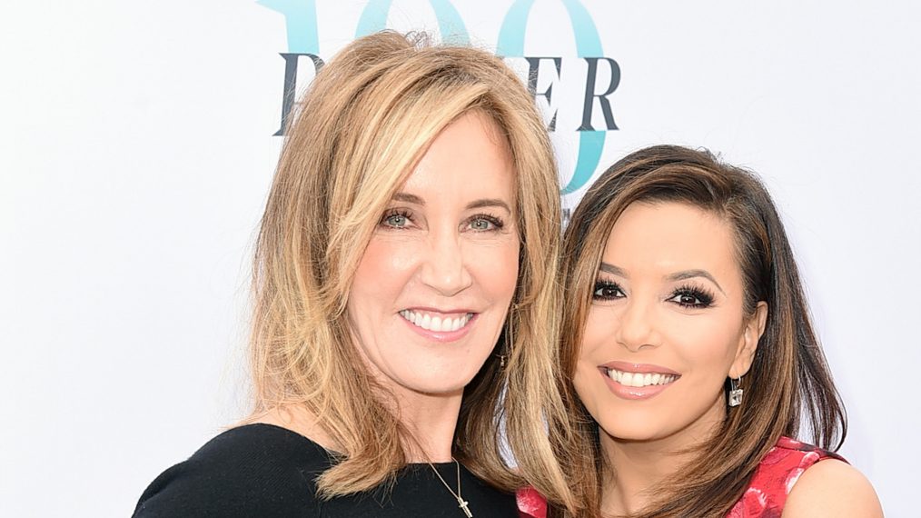 Felicity Huffman and Eva Longoria attend the Hollywood Reporter's Annual Women In Entertainment Breakfast In Los Angeles