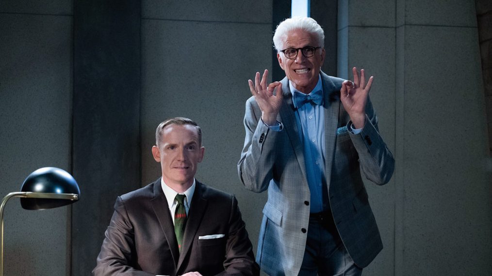 Marc Evan Jackson as Shawn, Ted Danson as Michael in The Good Place - Season 3 - 'Chidi Sees the Time-Knife'