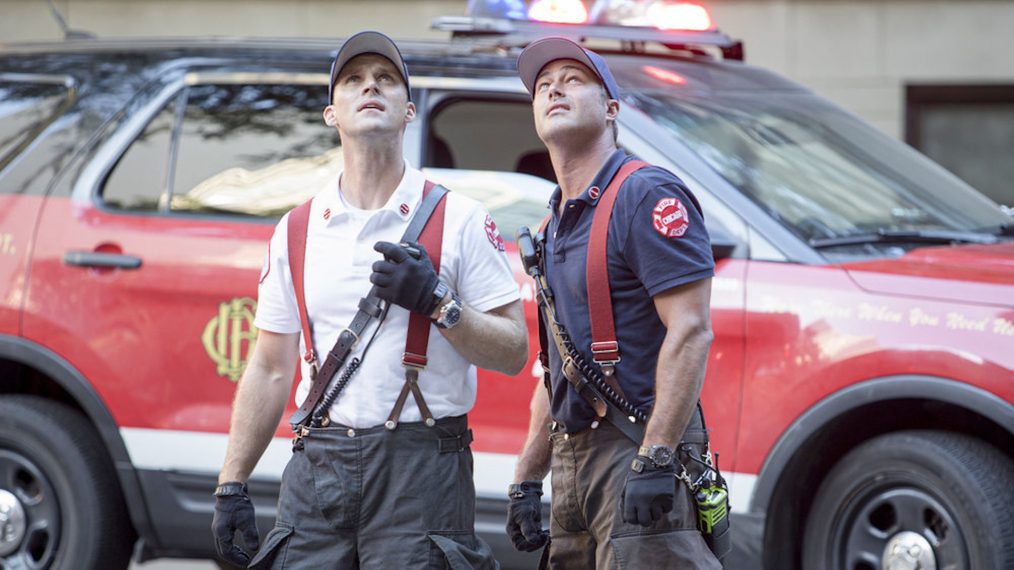 Jesse Spencer as Matthew Casey and Taylor Kinney as Lt. Kelly Severide - Chicago Fire - Season 8 - 'A Real Shot in the Arm'