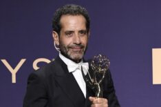 Tony Shalhoub poses with award for Outstanding Supporting Actor in a Comedy Series in the press room during the 71st Emmy Awards
