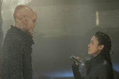Doug Jones as Saru and Michelle Yeoh as Georgiou in Star Trek Discovery