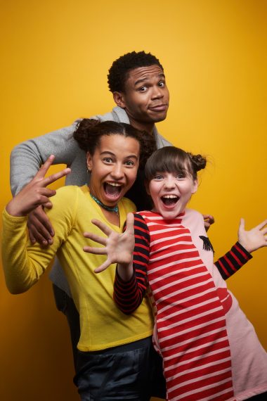 Ashley Aufderheide, Robert Bailey Jr. and Alexa Swinton of 'Emergence' poses for a portrait during 2019 New York Comic Con