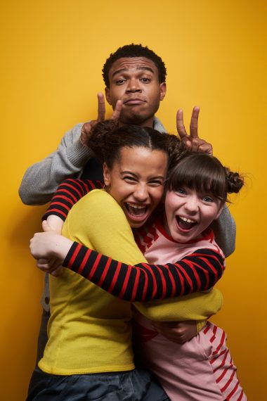 Ashley Aufderheide, Robert Bailey Jr. and Alexa Swinton of 'Emergence' poses for a portrait during 2019 New York Comic Con