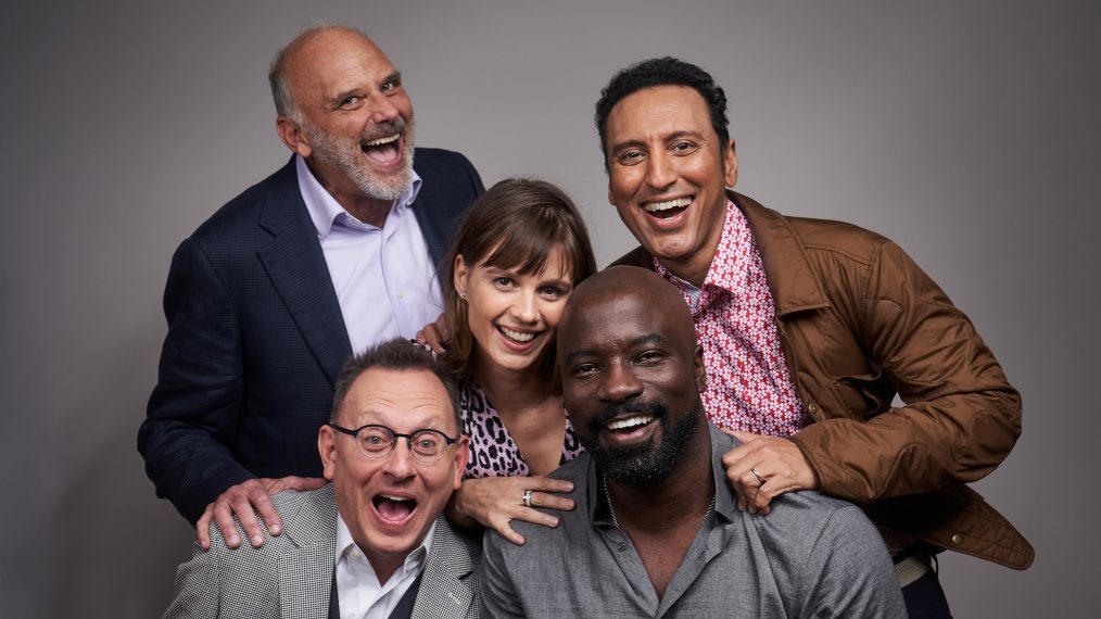 Kurt Fuller, Michael Emerson, Jessi Klein, Mike Colter, and Aasif Mandvi of 'Evil' poses for a portrait during 2019 New York Comic Con