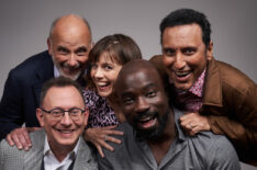 Kurt Fuller, Michael Emerson, Jessi Klein, Mike Colter, and Aasif Mandvi of 'Evil' poses for a portrait during 2019 New York Comic Con