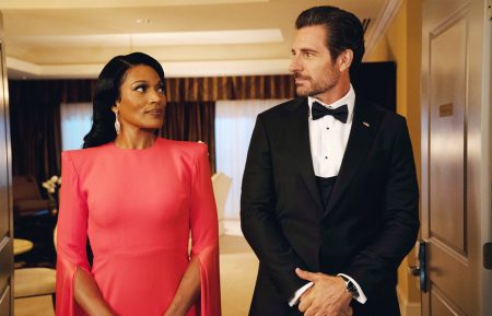 Kron Moore as Victoria Franklin and Ed Quinn as Hunter Franklin in The Oval