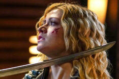 Arrow - 'Leap of Faith' - Katherine McNamara as Mia with a blade to her kneck