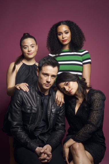 Melonie Diaz, Rupert Evans, Madeleine Mantock and Sarah Jeffery of 'Charmed' pose for a portrait during 2019 New York Comic Con