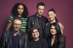 Madeleine Mantock, Craig Shapiro, Liz Kruger, Rupert Evans, Melonie Diaz and Sarah Jeffery of 'Charmed' pose for a portrait during 2019 New York Comic Con