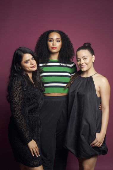 Sarah Jeffery, Madeleine Mantock, and Melonie Diaz of 'Charmed' pose for a portrait during 2019 New York Comic Con