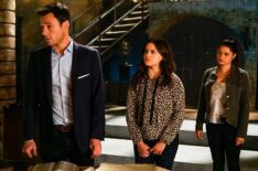 Rupert Evans as Harry, Sarah Jeffery as Maggie, and Melonie Diaz as Mel in Charmed - 'Things to Do in Seattle When You're Dead'