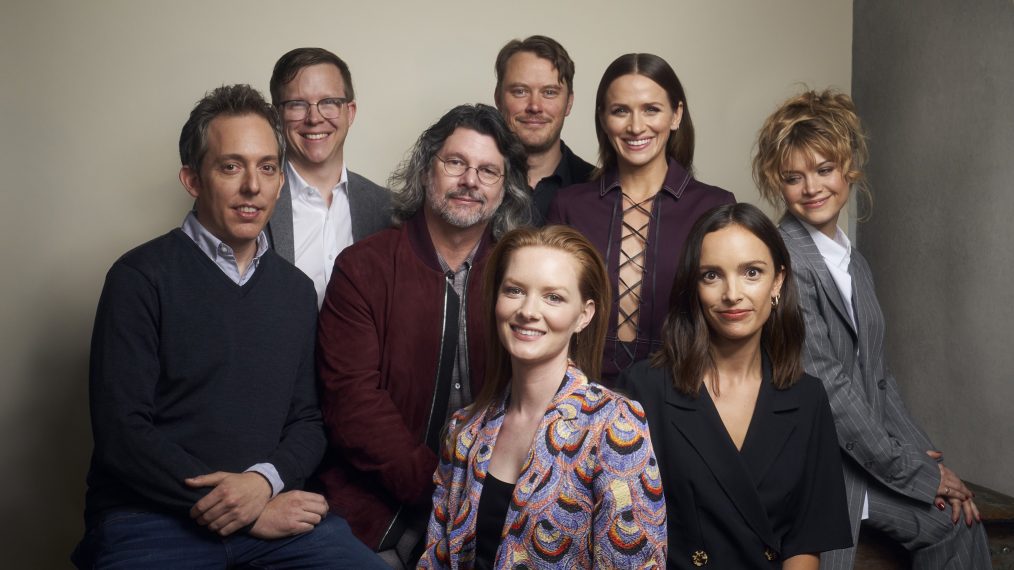 2019 New York Comic Con Portraits for TV Guide Magazine - Ben Nedivi, Matt Wolpert, Ronald D. Moore, Michael Dorman, Wrenn Schmidt, Shantel VanSanten, Jodi Balfour and Sarah Jones