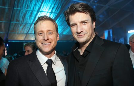 Alan Tudyk and Nathan Fillion attend the world premiere of 'Rogue One: A Star Wars Story'