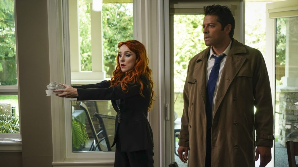 Supernatural - 'Raising Hell' - Ruth Connell as Rowena and Misha Collins as Castiel