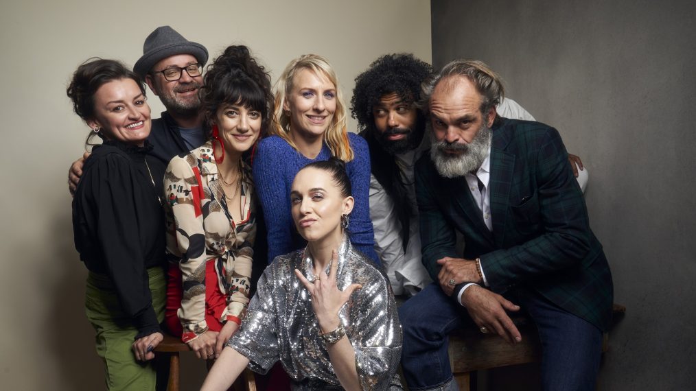 Alison Wright, Graeme Manson, Sheila Vand, Lena Hall, Mickey Sumner, Daveed Diggs, and Steven Ogg of 'Snowpiercer' pose for a portrait during 2019 New York Comic Con