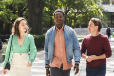Violett Beane as Cara Bloom, Brandon Micheal Hall as Miles Finer, and T.R. Knight as Gideon in God Friended Me - 'The Last Grenelle'