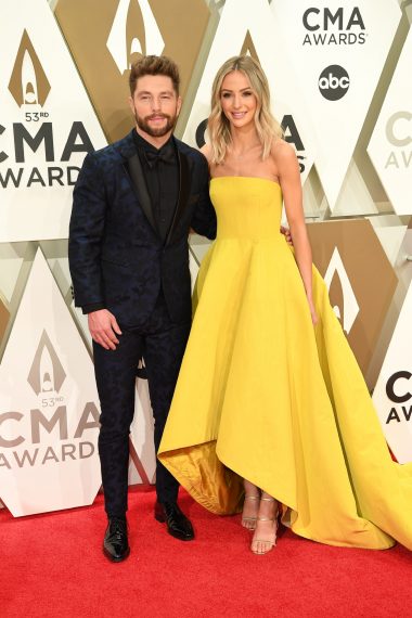 Chris Lane and Lauren Bushnell attend the The 53rd Annual CMA Awards