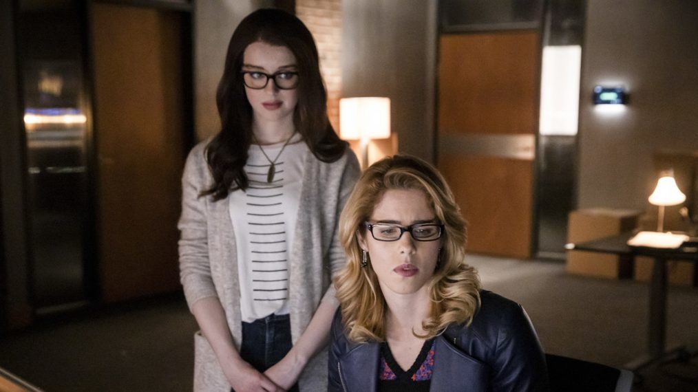 Arrow - Kacey Rohl as Alena Whitlock and Emily Bett Rickards as Felicity Smoak