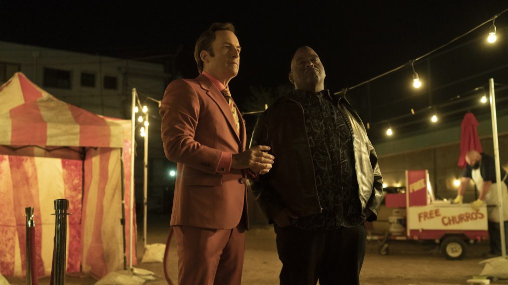 Bob Odenkirk as Jimmy McGill, Lavell Crawford as Huell Babineux - Better Call Saul - Season 5