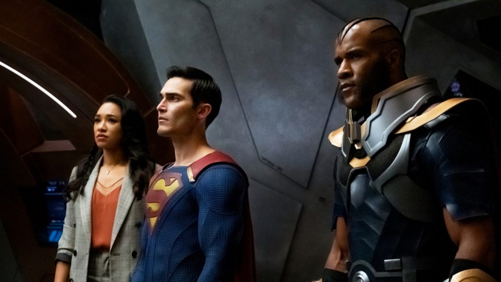 Crisis on Earth-X, Part 3 - Candice Patton as Iris West-Allen, Tyler Hoechlin as Superman, and LaMonica Garrett as The Monitor