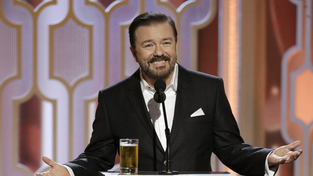 Ricky Gervais hosting the NBC's 73rd Annual Golden Globe Awards