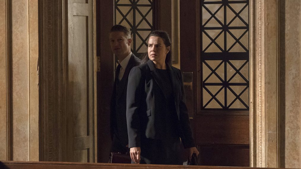 Peter Scanavino as Detective Sonny Carisi and Zuleikha Robinson as Bureau Chief Vanessa Hadid in Law Order: SVU - Season 21