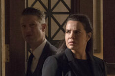 Peter Scanavino as Detective Sonny Carisi and Zuleikha Robinson as Bureau Chief Vanessa Hadid in Law Order: SVU - Season 21