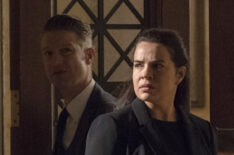 Peter Scanavino as Detective Sonny Carisi and Zuleikha Robinson as Bureau Chief Vanessa Hadid in Law Order: SVU - Season 21