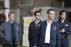 Christian Stolte as Randy 'Mouch' McHolland, Alberto Rosende as Blake Gallo, Jesse Spencer as Matthew Casey, Miranda Rae Mayo as Stella Kidd in Chicago Fire - Season 8