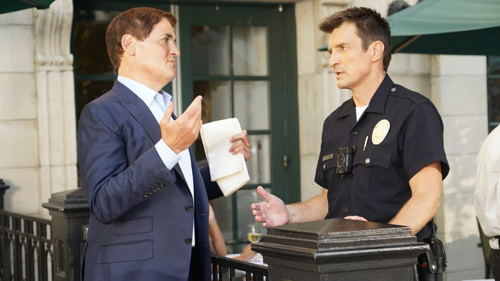 Mark Cuban and Nathan Fillion in The Rookie