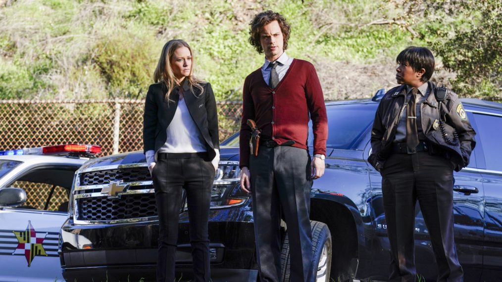 Criminal Minds - Under the Skin - A.J. Cook as JJ Jareau, Matthew Gray Gubler as Dr. Spencer Reid, and Paula Jai Parker as Captain Vivian Paige