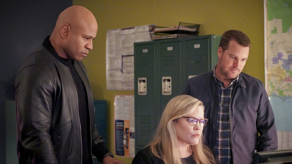LL Cool J (Special Agent Sam Hanna), Sarah Chaney (Hotel Security Guard), and Chris O'Donnell (Special Agent G. Callen). CIA Officer Veronica Stephens (Dina Meyer) in NCIS: Los Angeles - 'Groundwork'