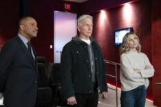 Rocky Carroll as NCIS Director Leon Vance, Mark Harmon as NCIS Special Agent Leroy Jethro Gibbs, Maria Bello as NCIS Special Agent Jacqueline 'Jack' Sloane in NCIS - 'In the Wind'