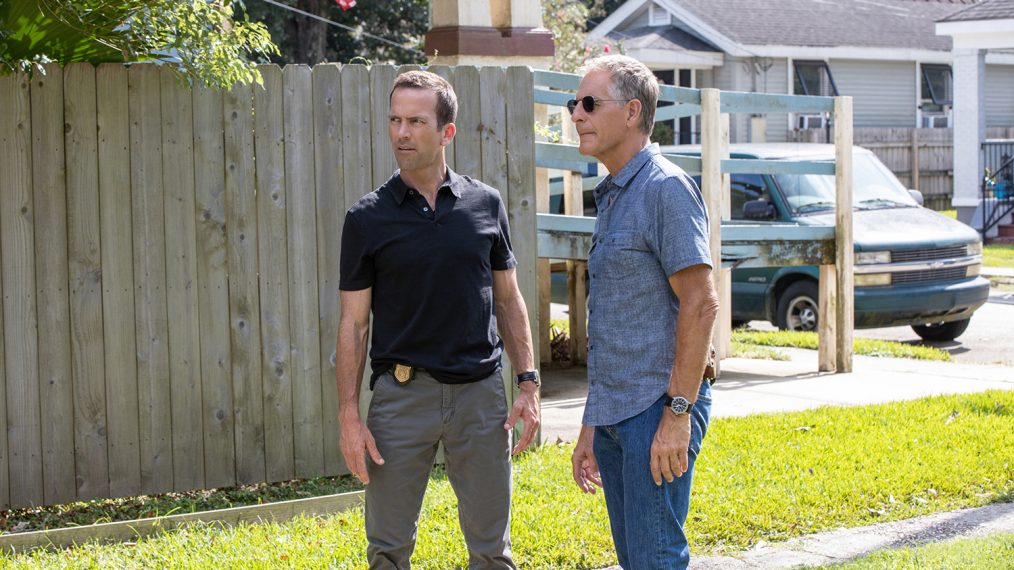 Lucas Black as Special Agent Christopher LaSalle and Scott Bakula as Special Agent Dwayne Pride in NCIS: New Orleans