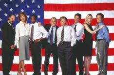 The West Wing cast - Richard Schiff, Allison Janney, Dulé Hill, John Spencer, Martin Sheen, Rob Lowe, Janel Moloney, and Bradley Whitford