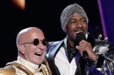 Paul Shaffer and Nick Cannon in the 'Once Upon a Mask' episode of The Masked Singer - Skeleton