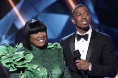 Patti LaBelle and Nick Cannon in the 'Mask and You Shall Receive' episode of The Masked Singer - Flower