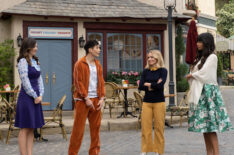 D'Arcy Carden as Janet, Manny Jacinto as Jason Mendoza, Kristen Bell as Eleanor Shellstrop, Jameela Jamil as Tahani Al-Jamil in The Good Place - Season 4