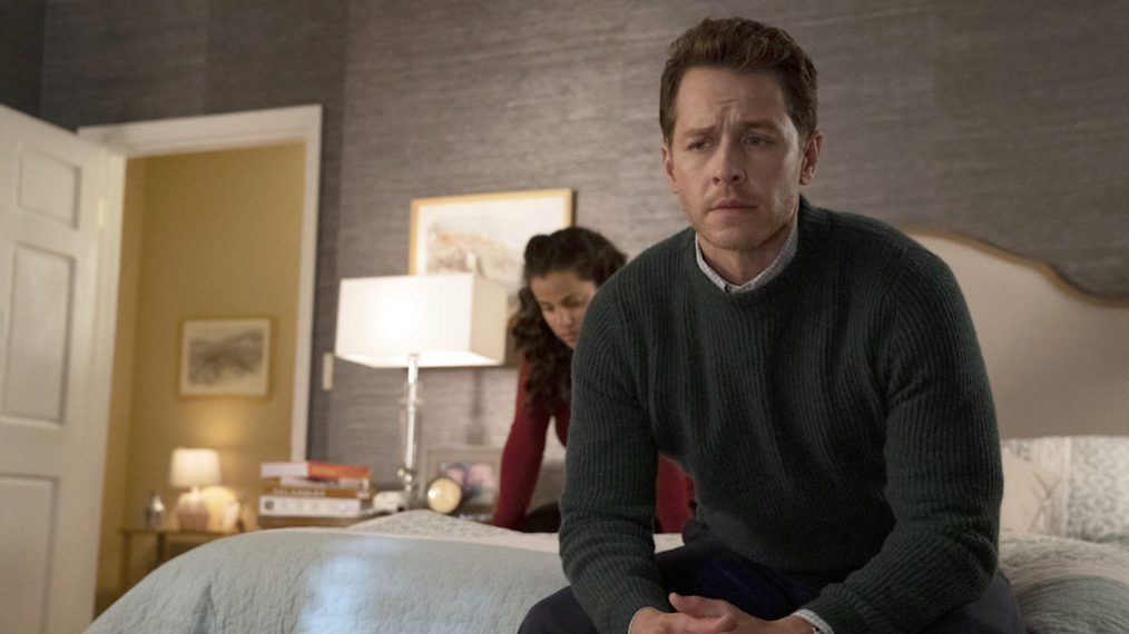 Josh Dallas as Ben Stone, Athena Karkanis as Grace Stone in Manifest - Season 2, Episode 1 - 'Fasten Your Seatbelts'