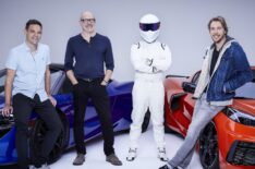 Jethro Bovingdon, Rob Corddry, The Stig, and Dax Shepard in Top Gear America