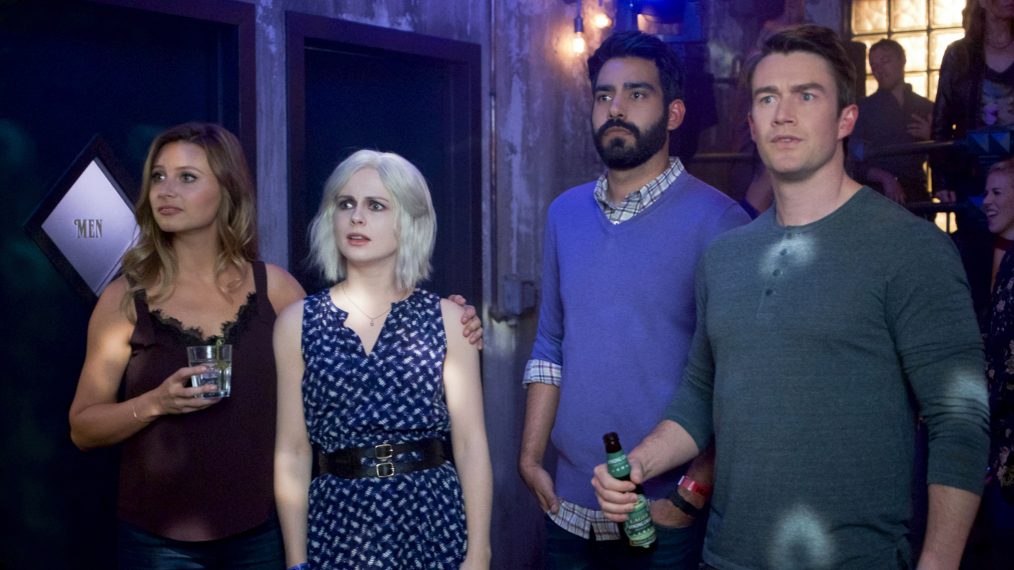 Aly Michalka as Peyton, Rose McIver as Liv, Rahul Kohli as Ravi, and Robert Buckley as Major in iZombie - 'Brainless in Seattle, Part 2'