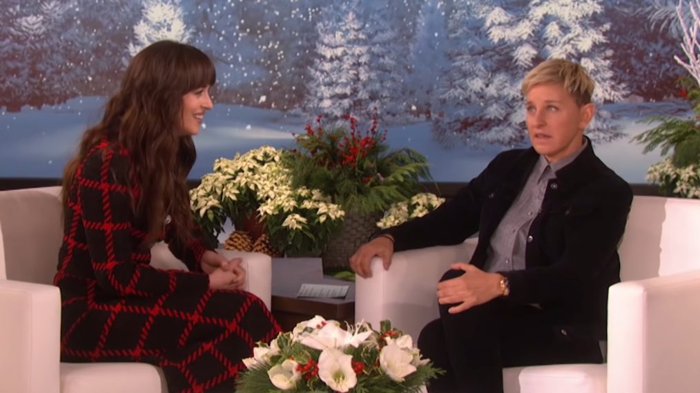 Dakota Johnson and Ellen DeGeneres in an awkward TV interviews